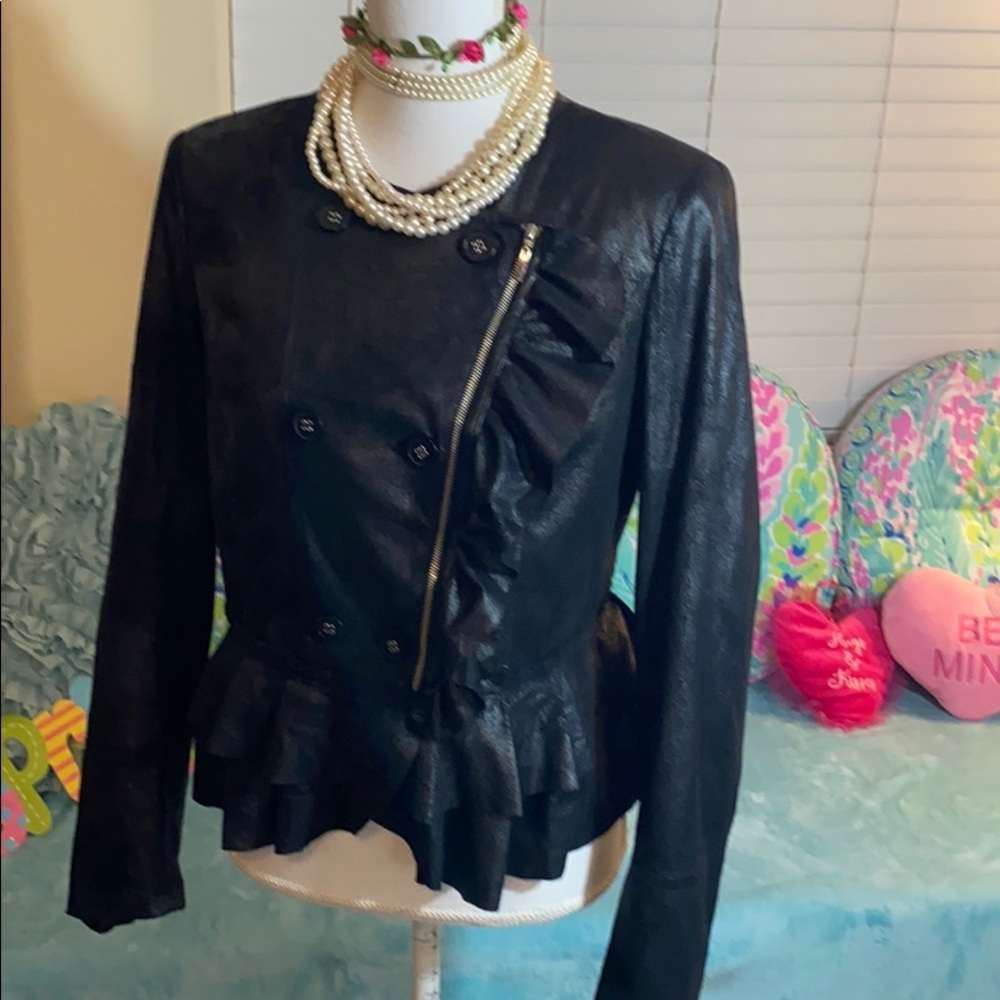 INC International Concepts | Black Ruffle Jacket